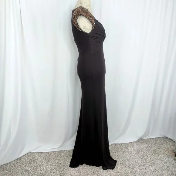 Alberto Makali Gown 4 Small Formal Brown Beaded - Picture 8 of 10